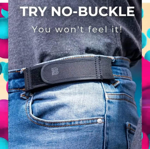 EasyFit Buckleless Belt - Invisible Elastic Comfort Strap (Black)