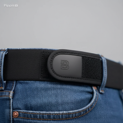 EasyFit Buckleless Belt - Invisible Elastic Comfort Strap (Black)
