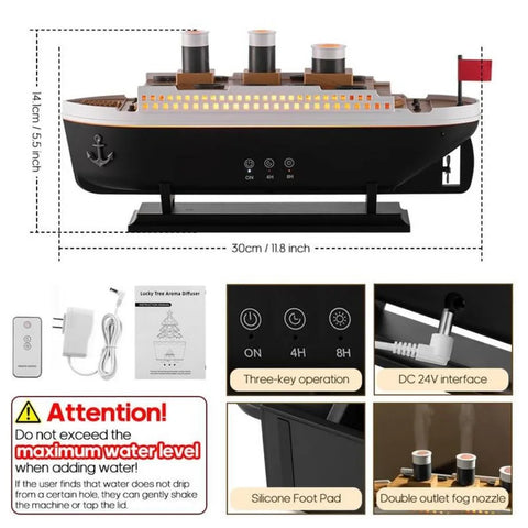Titanic Ship Humidifier – 250ml Aromatherapy Diffuser with Remote Control